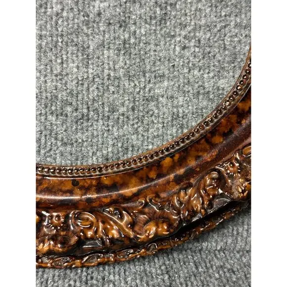 Vintage ornate oval frame carved burlwood tiger stripe Rococo Baroque fits 8x10